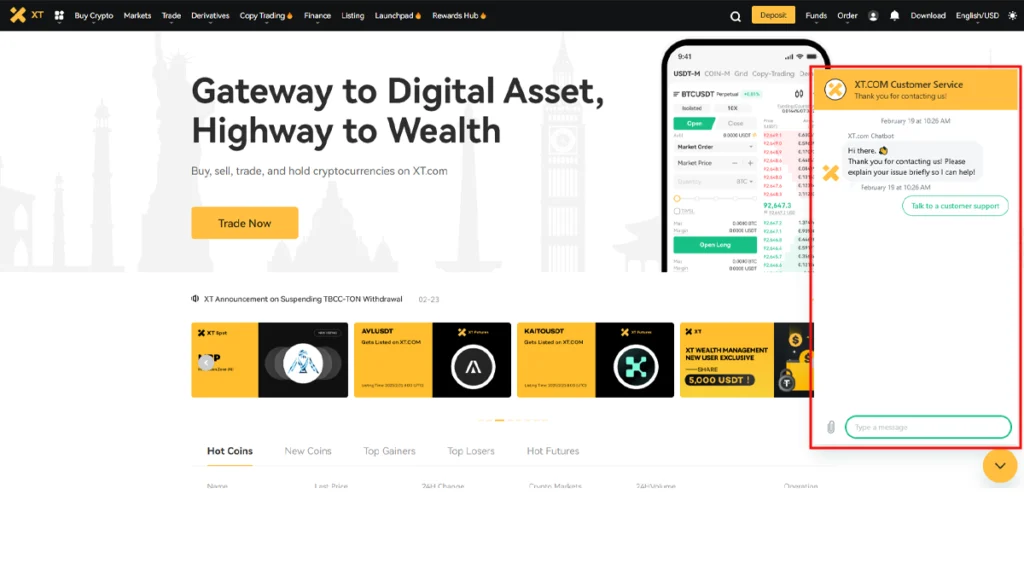 پشتیبانی صرافی XT